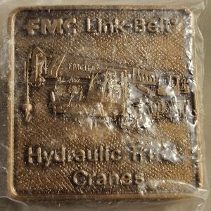 FMC Link-Belt Hydraulic Truck Cranes Brass Belt Buckle Vintage